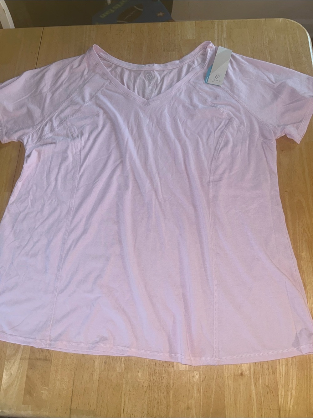 Livi Active Light Pink V-Neck Short Sleeve Tee